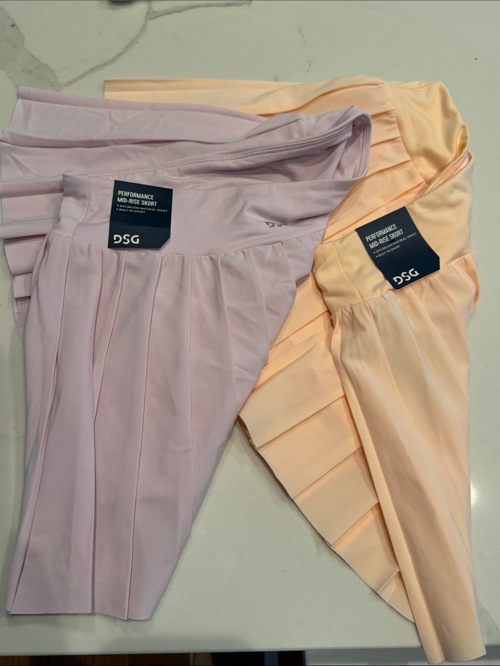 DSG Girls' Pleated Performance Skorts — Light Pink & Peach